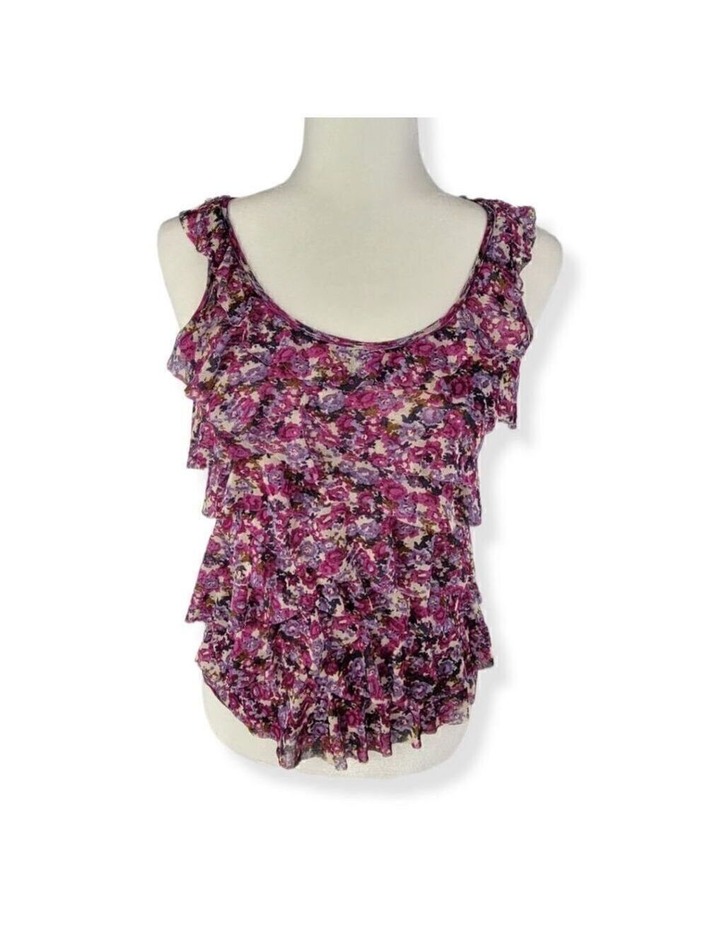 Express  Floral Ruffled layered Top XS